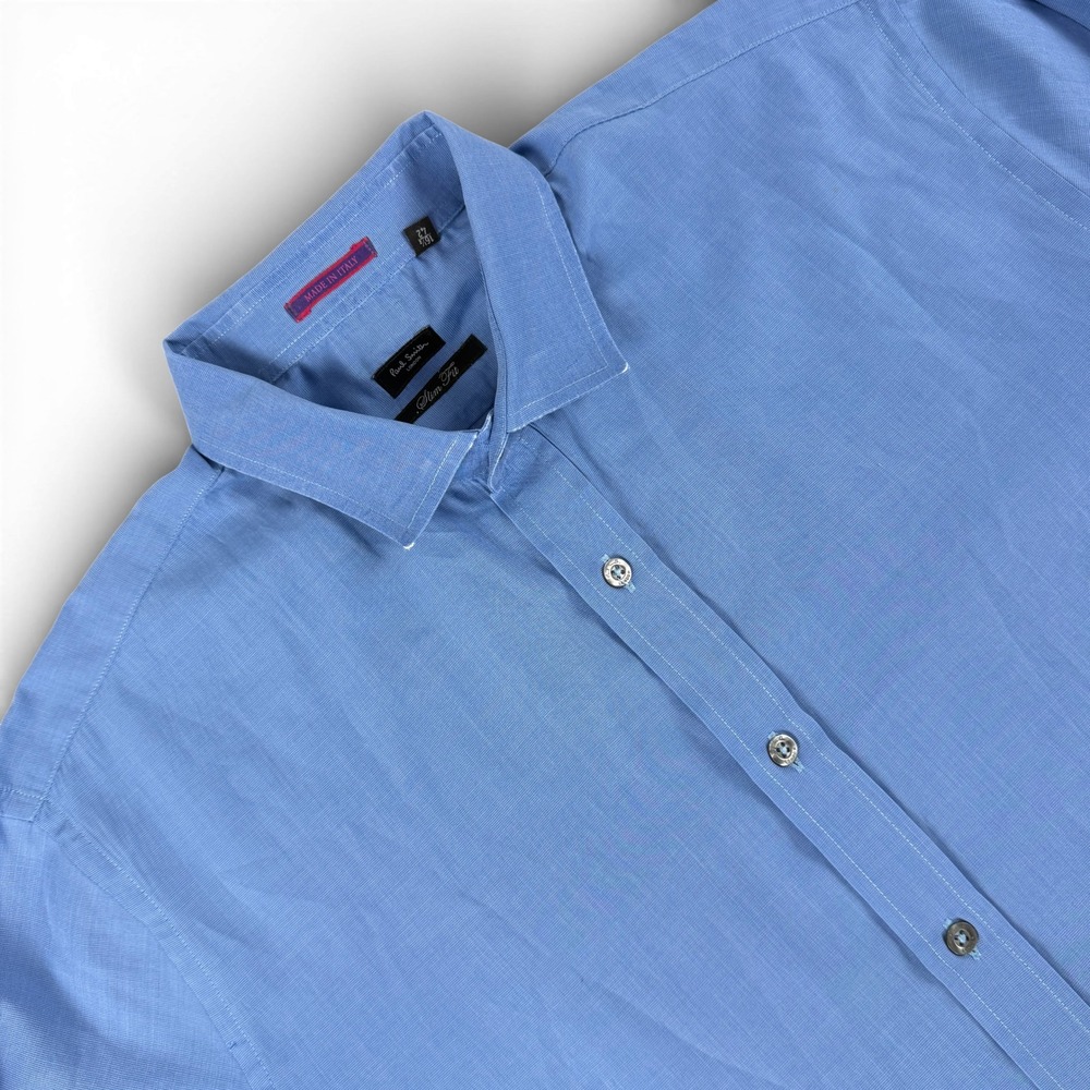 Paul Smith London Shirt Mens 16.5 42 Blue Slim Fit Button Down Made in‎ Italy